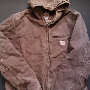 Thrashed Construction Distress Y2K Hooded Sherpa Lined Carhartt Work Wear Jacket